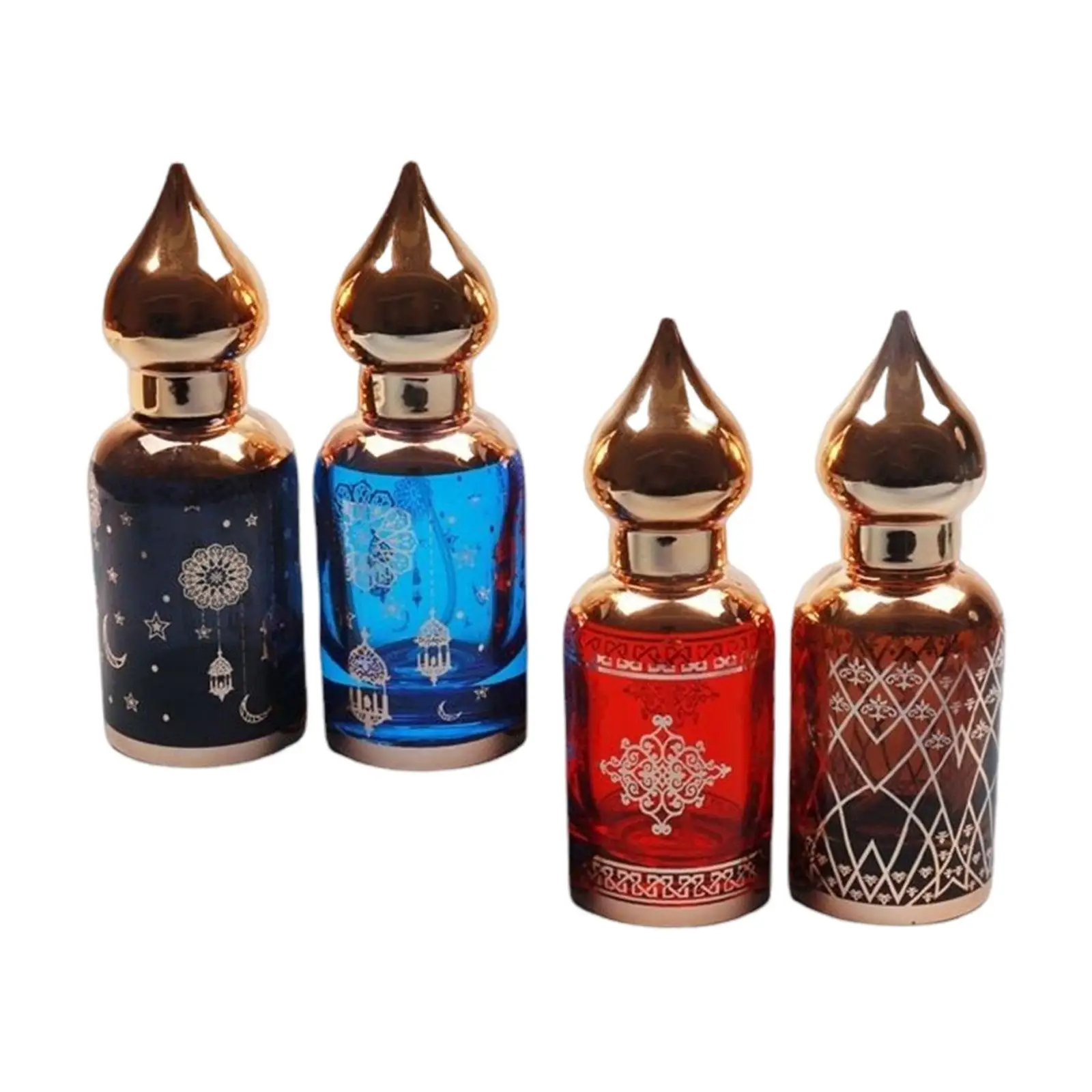 

4x Perfume Bottle Middle East Arab Style Oil Bottles Gold Electroplating Vials for Wedding Supplies 30 ml