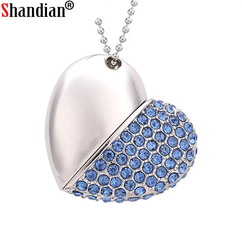 Металлическое ожерелье флеш-диск USB 2 0 4 ГБ 8 16 32 64 128 флеш-накопитель Love Heart