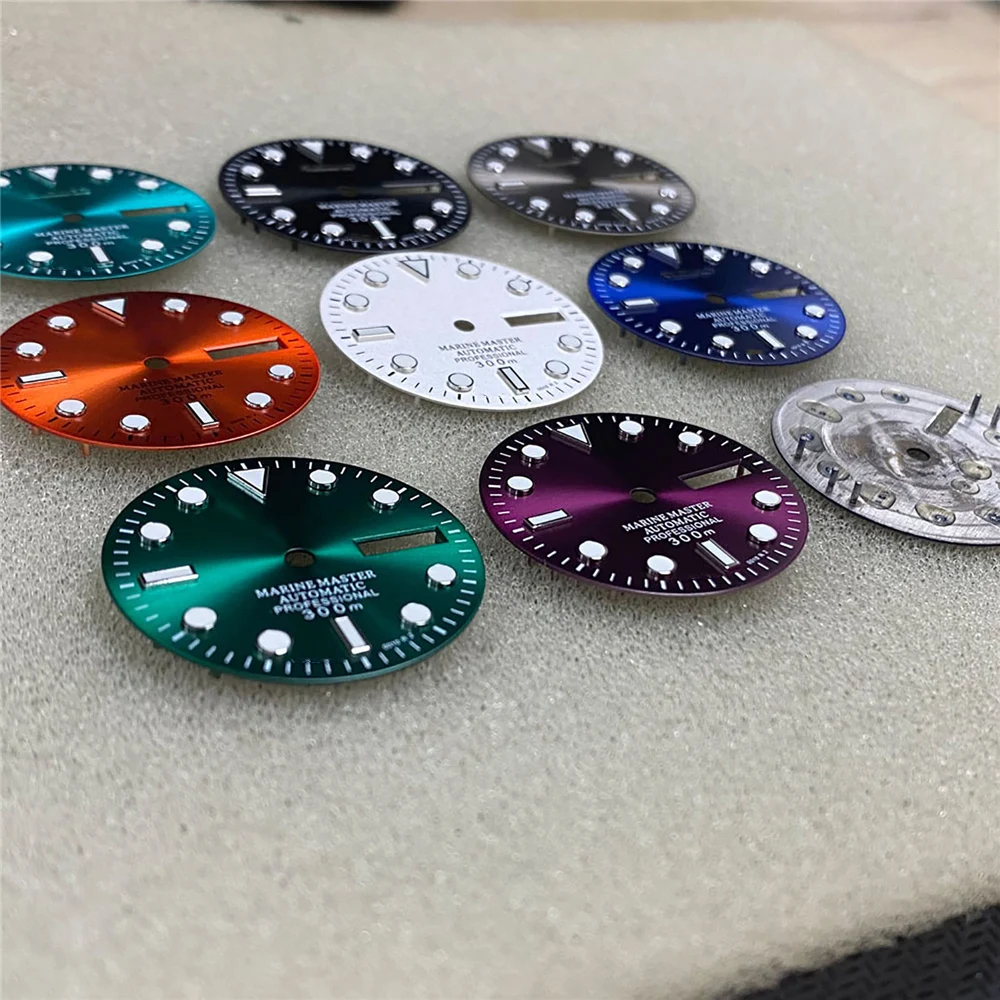 

29 мм двойной календарь, Солнцезащитный циферблат, зеленая светящаяся профессиональная пластина для часов для дайвинга NH36A/ NH36/ 4R36/ 7S механиз...