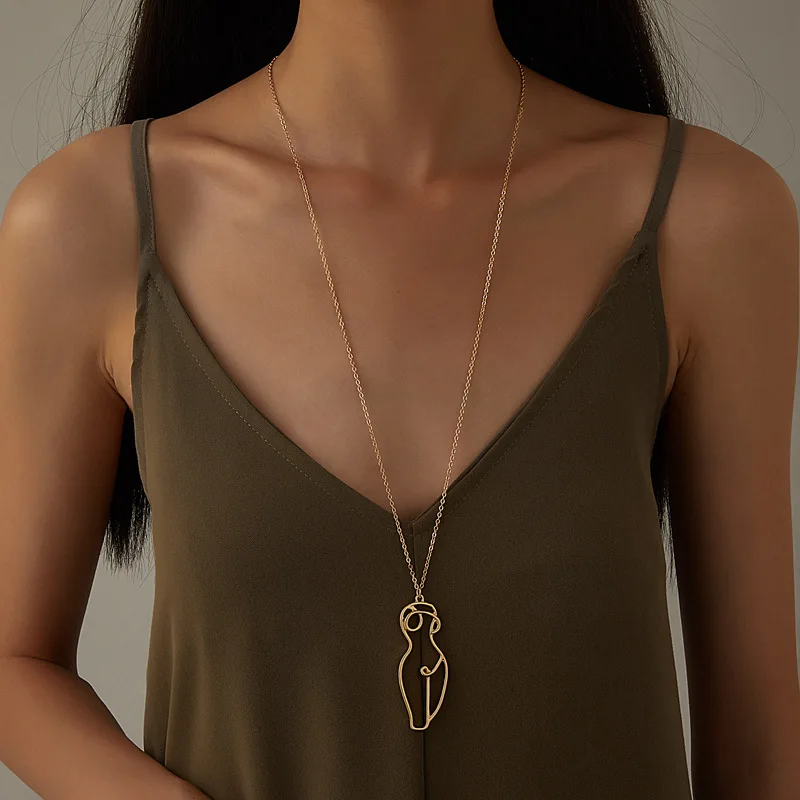 

Creative Fashion New 2023 Gold Necklace Human Body Structure Simple Diagram Pendant Necklace for Women