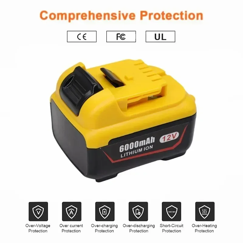 Аккумуляторная батарея DCB120 для Dewalt 12 В 6000 мАч