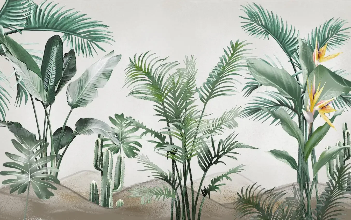Шелковые обои Beibehang, тропические растения, индивидуальное изготовление