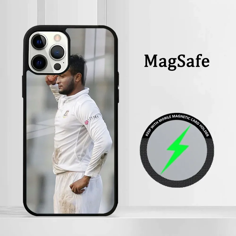 Чехол для телефона Cricketer Shakib Al Hasan iPhone 16 15 14 13 12 11 Pro Max Plus Mini Magsafe Mirror беспроводной