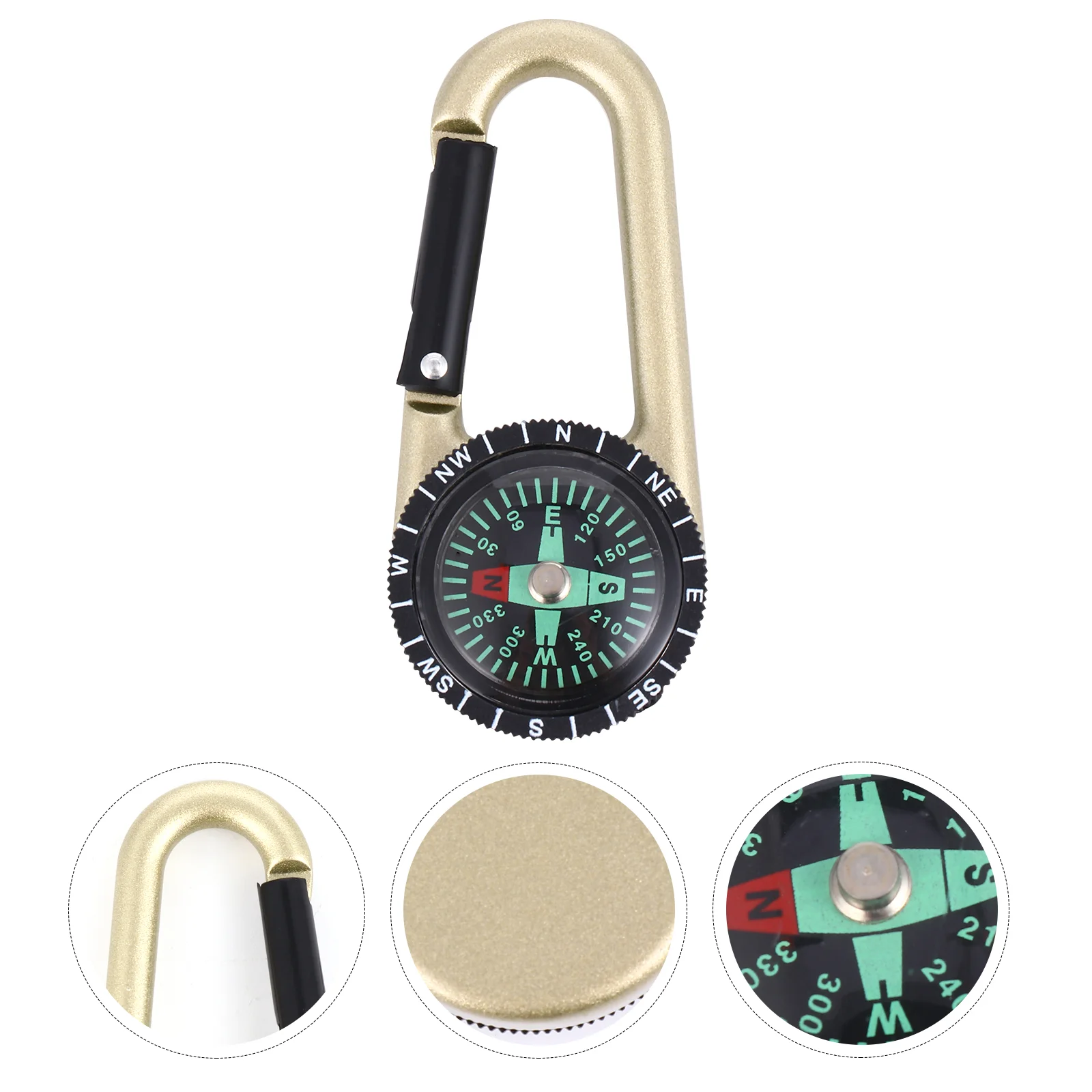 

2pcs Zinc Alloy Carabiner Useful Delicate Durable Multifunctional Compass Safety Tool Outdoor Supply for Hiking