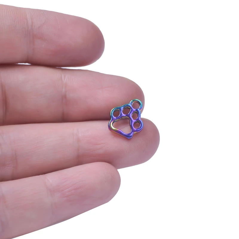 20 шт./лот вырез кошачья лапа отпечаток животных из сплава Подвески радужного