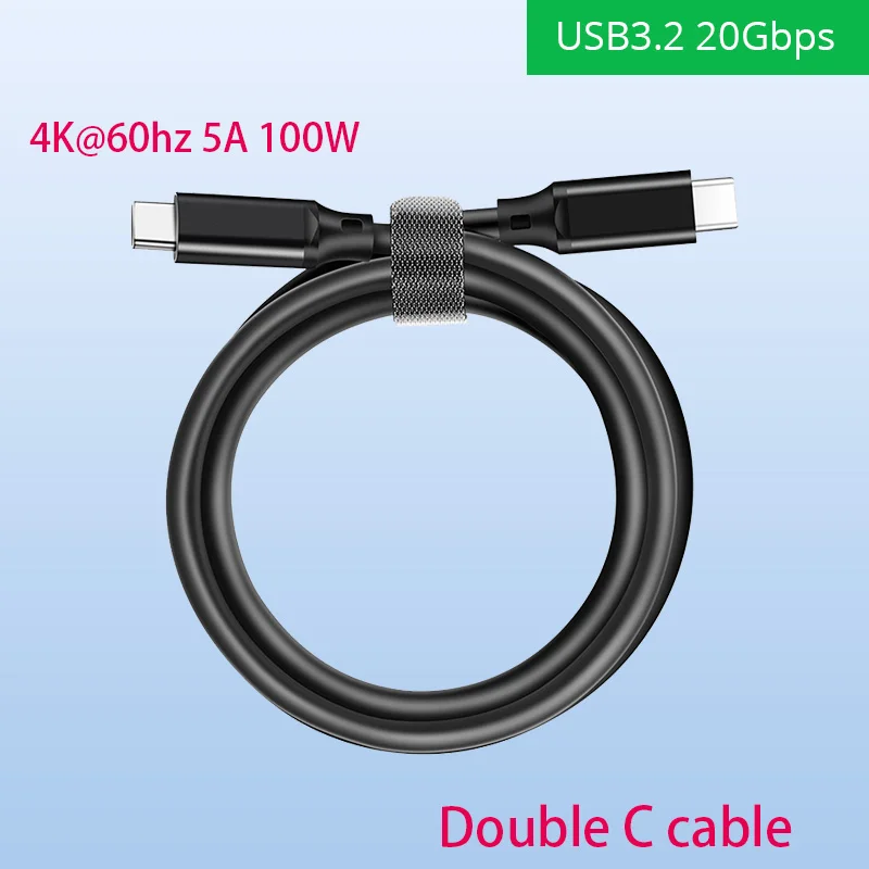 Кабель для передачи данных USB 3 2 Gen2 Type-c папа-папа 100 Вт 5 А чип быстрой зарядки