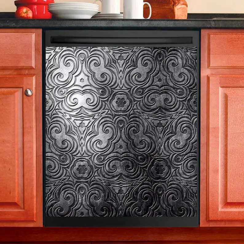 

Kitchen Decor Dishwasher Magnet Cover Beautiful Dark Vintage Floral Design