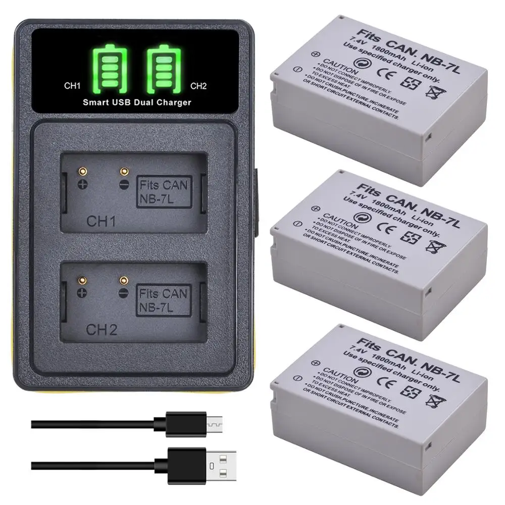 

DuraPro 1800mAh NB-7L NB 7L Bateria NB7L Battery + Charger for Canon PowerShot G10 G11 G12 SX30 is Digital Camera