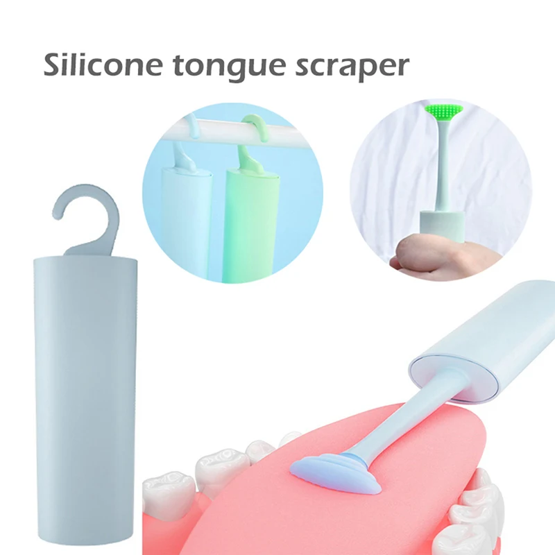 

1PC Oral Clean Tongue Scraper Hygiene Fresh Breath Health Care Tool Silicone Tongue Cleaner Brush Double Sided Dental Care
