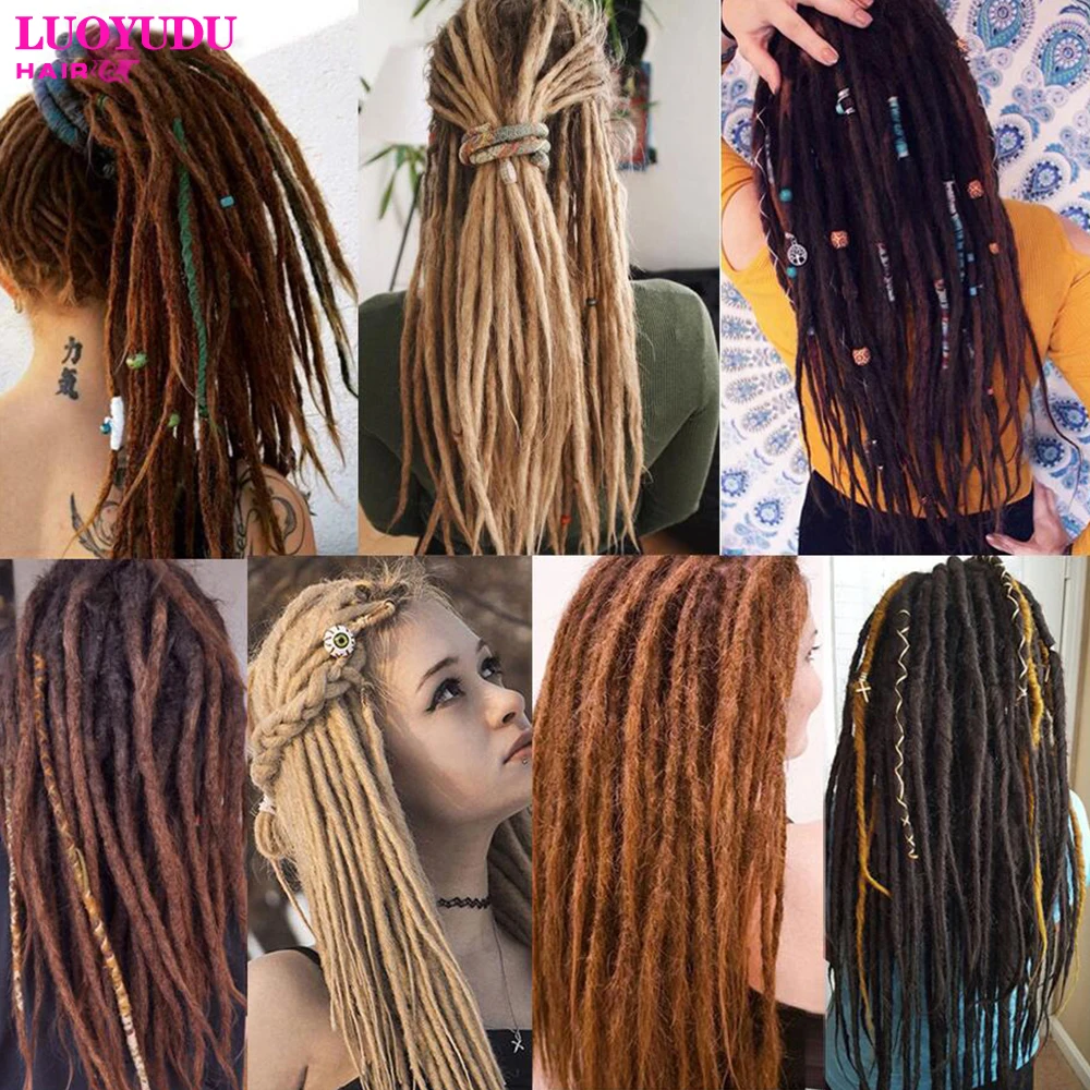 Synthetic 20inches Handmade Dreadlocks Hair for Dreads Synthetic 72Colors Pink Red Soft Ombre Faux Hair Extensions For Men Women images - 6