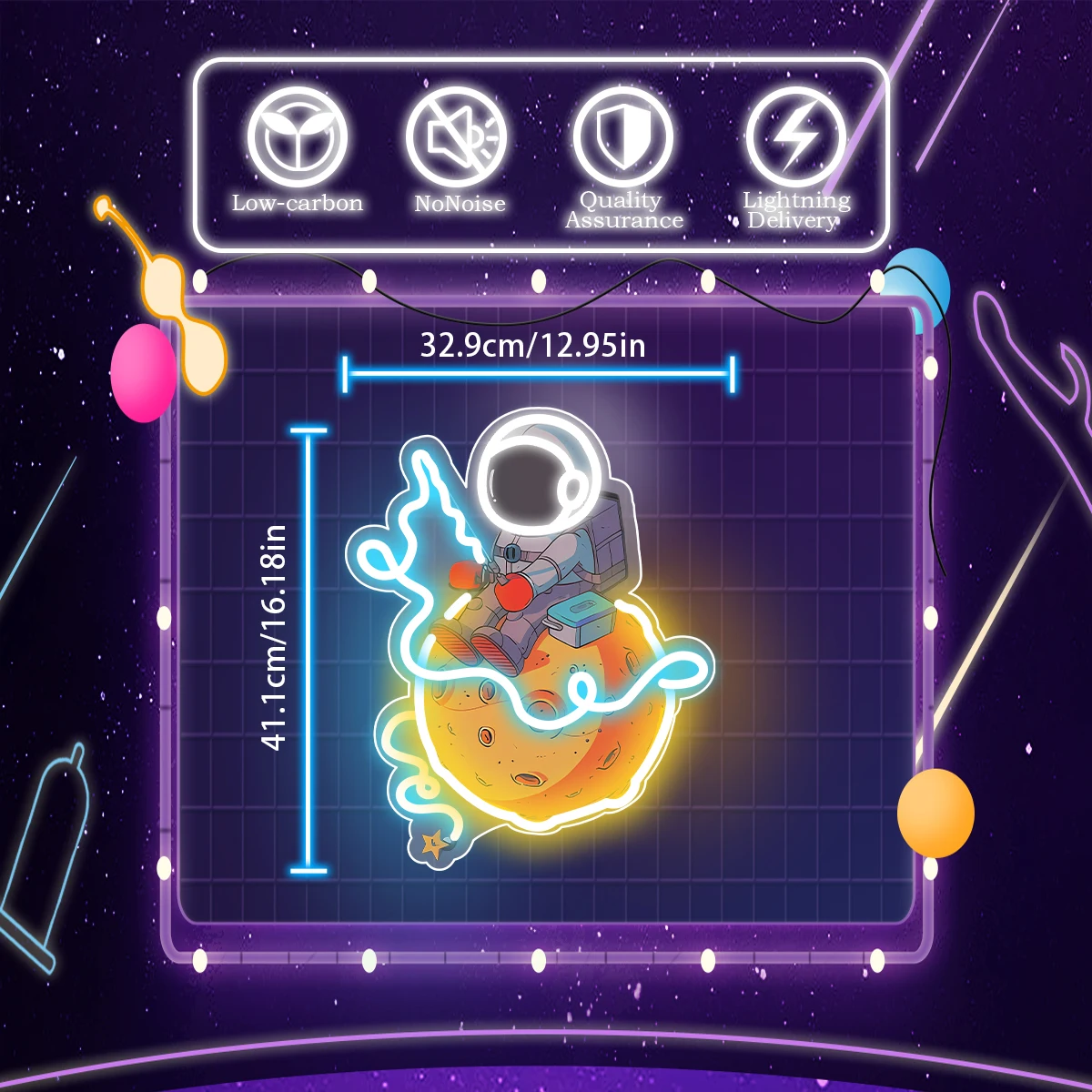 Астронавты дневные неоновые огни подходящие для музея науки и технологии