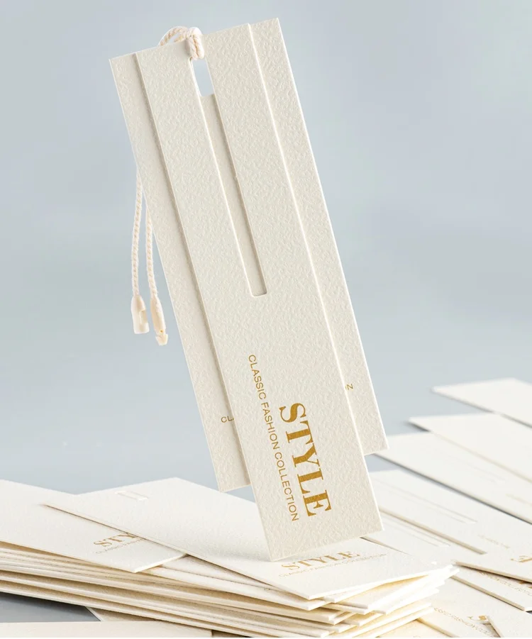 

100set a lot 700gsm thickness coated paper spot supply Garment Hang Tags with rope Iron gold embossing DIY accessories