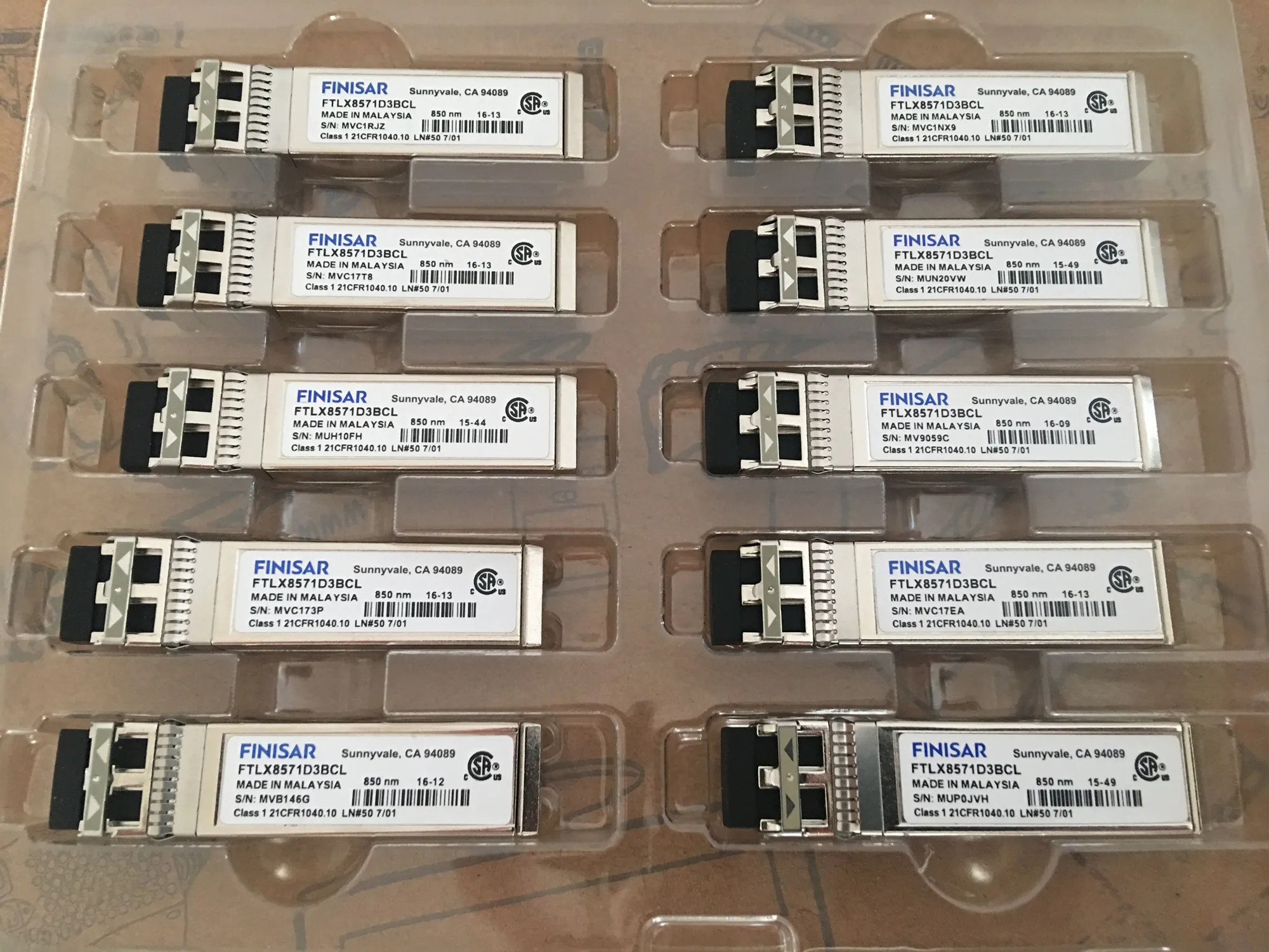 Finisar Module 10G SFP 850NM Optical Fiber FTLX8571D3BCL FTLX8571D3BNL-E5 FTLX8571D3BCL-EM FTLX8574D3BCL FTLX8574D3BNL-E5