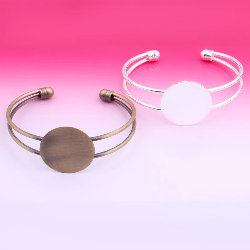 

1pcs 25mm Flat Bracelet Blanks Copper Diy Jeweley Handmade Chains For Gem Glass Cabochon Beads