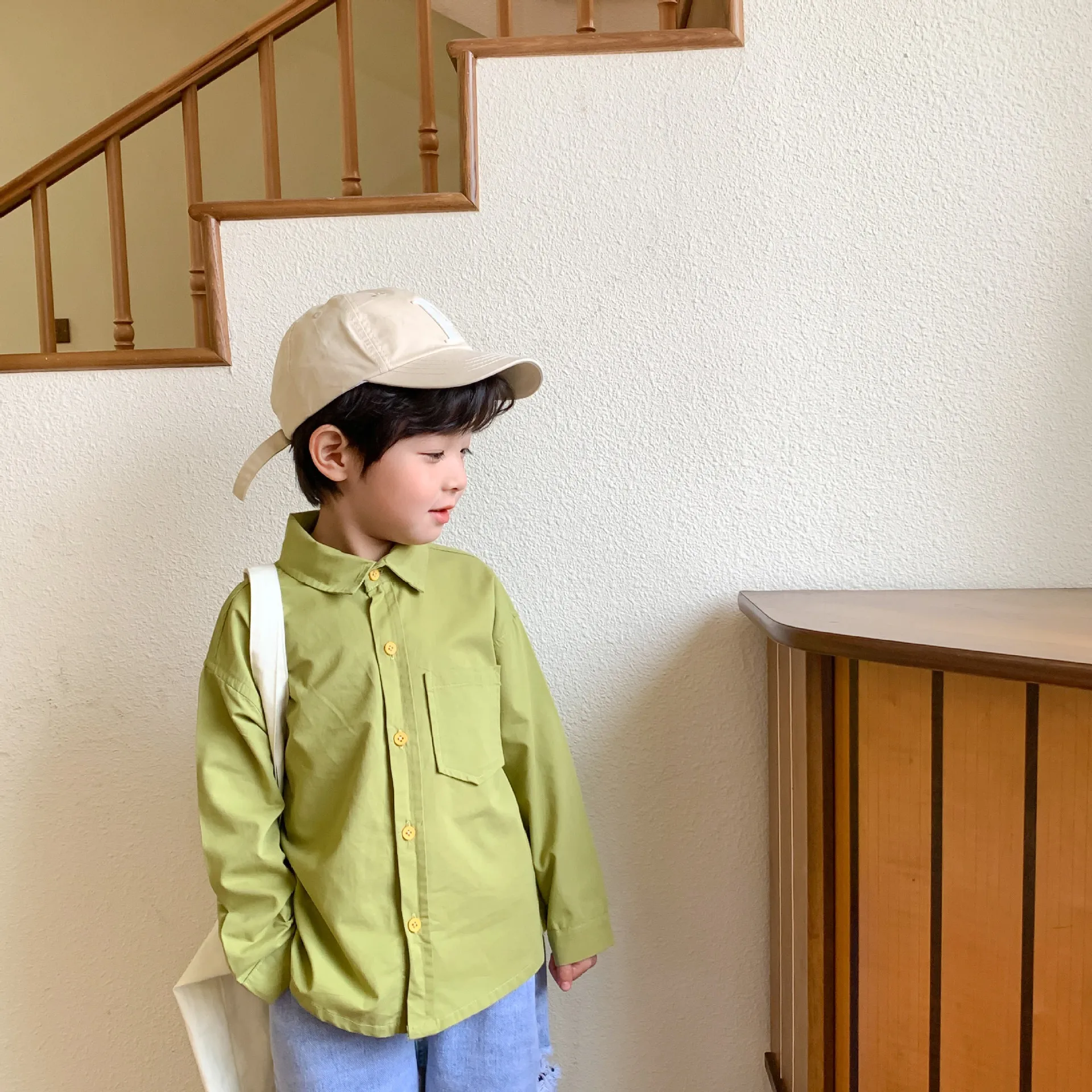 

Shirts Tees Tops Full Sleeve Turn-down Collar Single Breasted Solid Cotton New Fashion Casual Simple Spring Autumn Unisex Kids