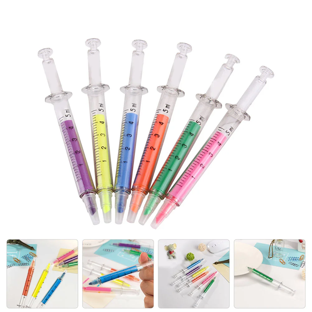 

24 Pcs Syringe Highlighter Liquid Convenient Markers Plastic Nurse Pens Household Adorable School