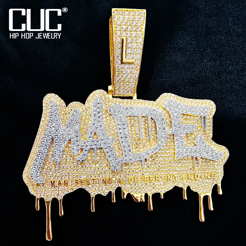 CUC New Custom Drip Letters Name Pendant Men HipHop Necklace Solid Back Iced Out Zircon Chain Rock Customized Jewelry