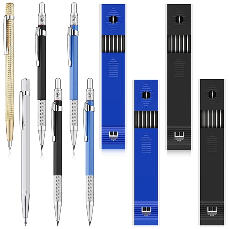 

4 Piece 2 Mm Carpenter Pencils With Marker Refills And Tungsten Carbide Tip Scriber Engraved Pen For Wood Ceramics Metal