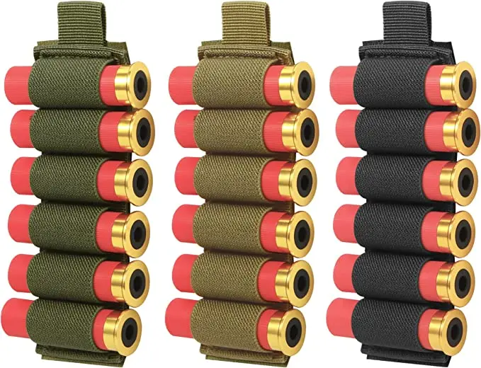 

Tactical 6 Round Shell Holder Shotgun Buttstock 12/20GA Cartridge Shell Case Military Elastic Ammo Bullet Carrier Holster 2pcs