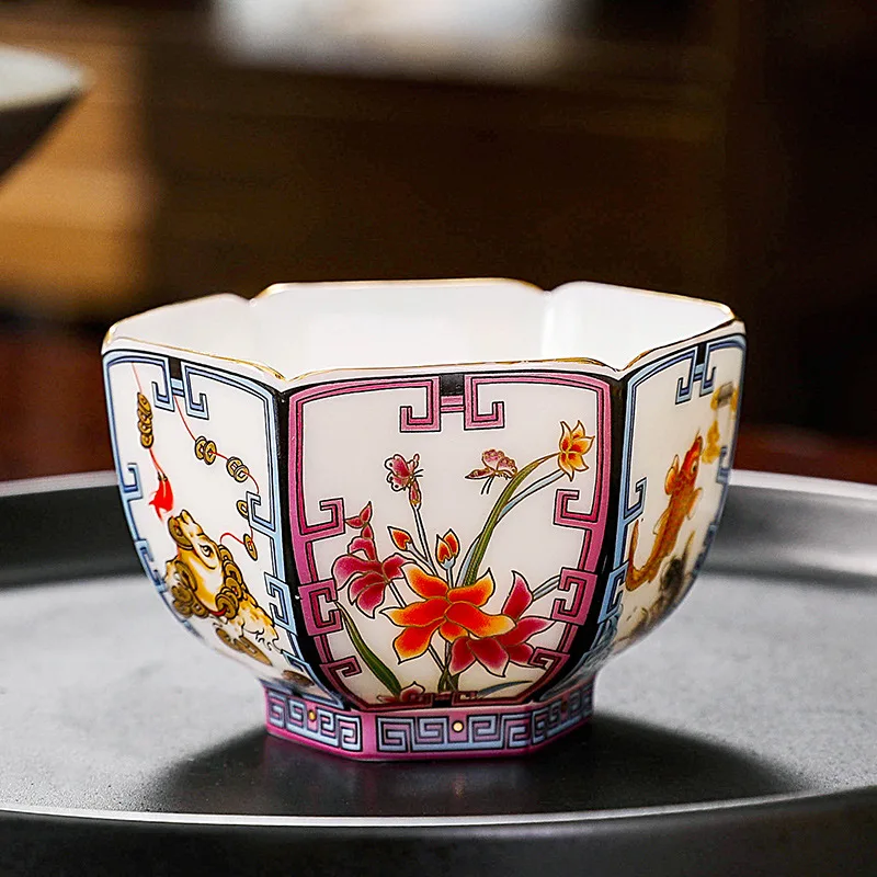 

Белая фарфоровая чайная чашка эмалированного цвета, чашка мастера, приносящая удачу, большая китайская керамическая чайная чашка кунг-фу
