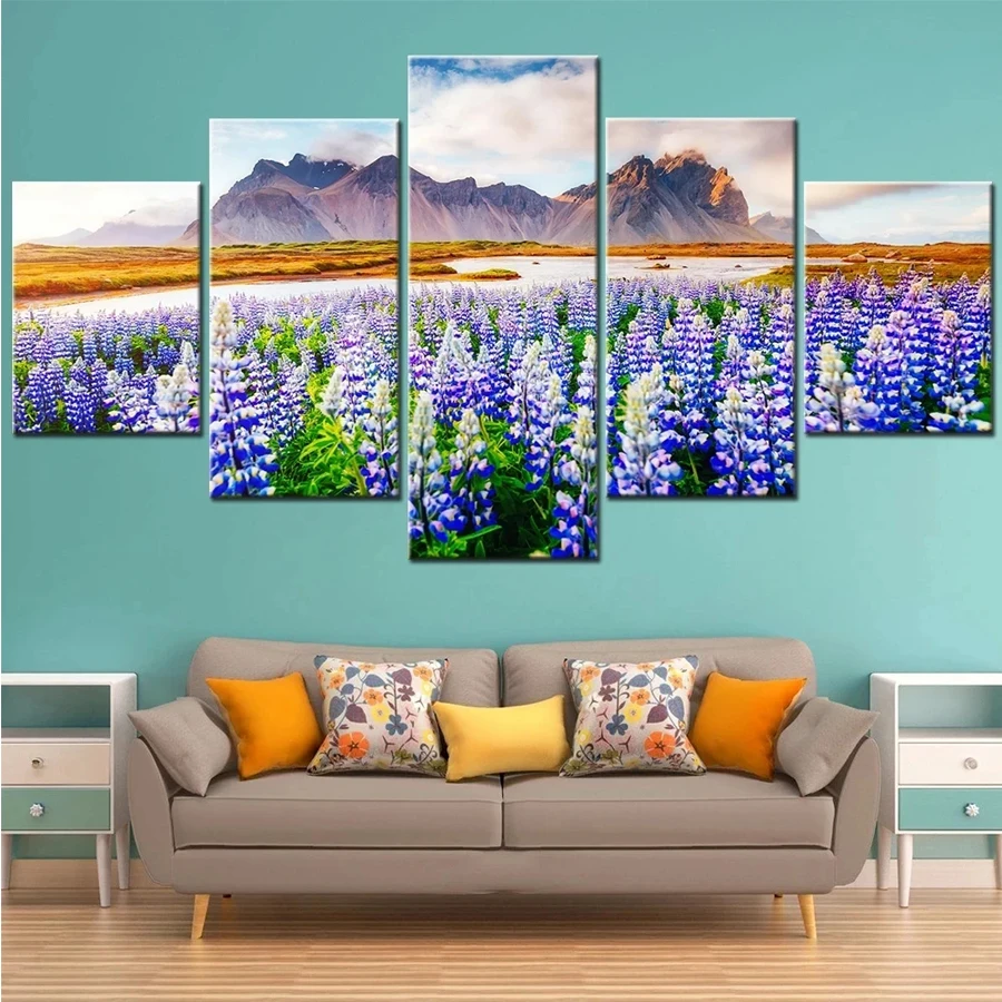 Волшебный лупин цветок свечение солнечный свет алмазная живопись пейзаж