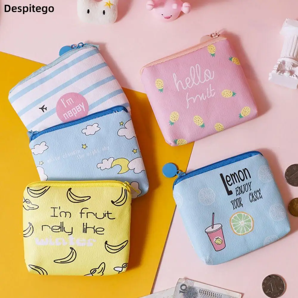 

Cartoon Cat Letter Purse Wallets Women PU Leather Cloud Star Stripe Coin Purse Girls Casual Portable Card Holders