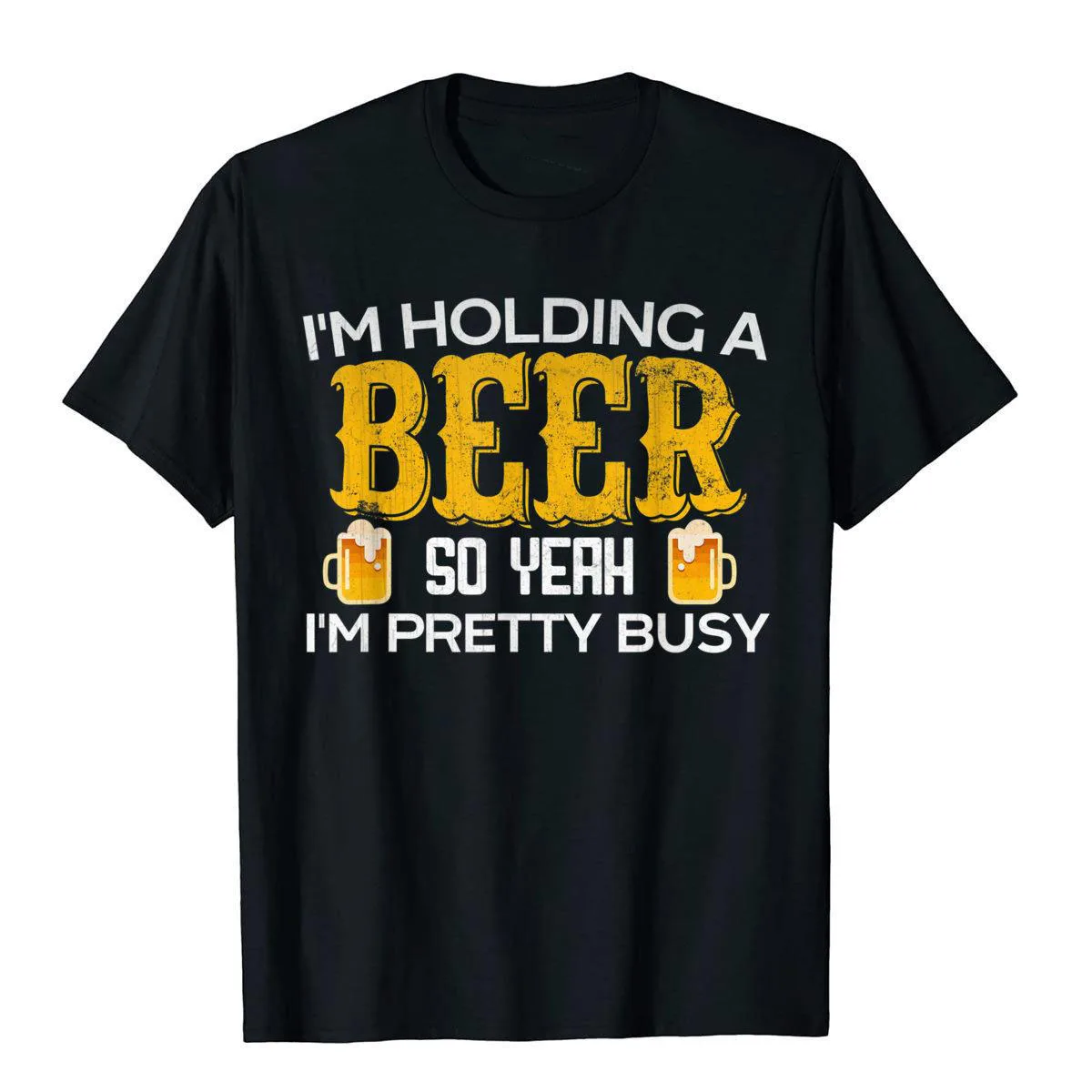 

Забавная футболка «Я держу пиво», «я очень занят», топы, футболки, семейные уличные хлопковые мужские футболки, уличная одежда большого разм...