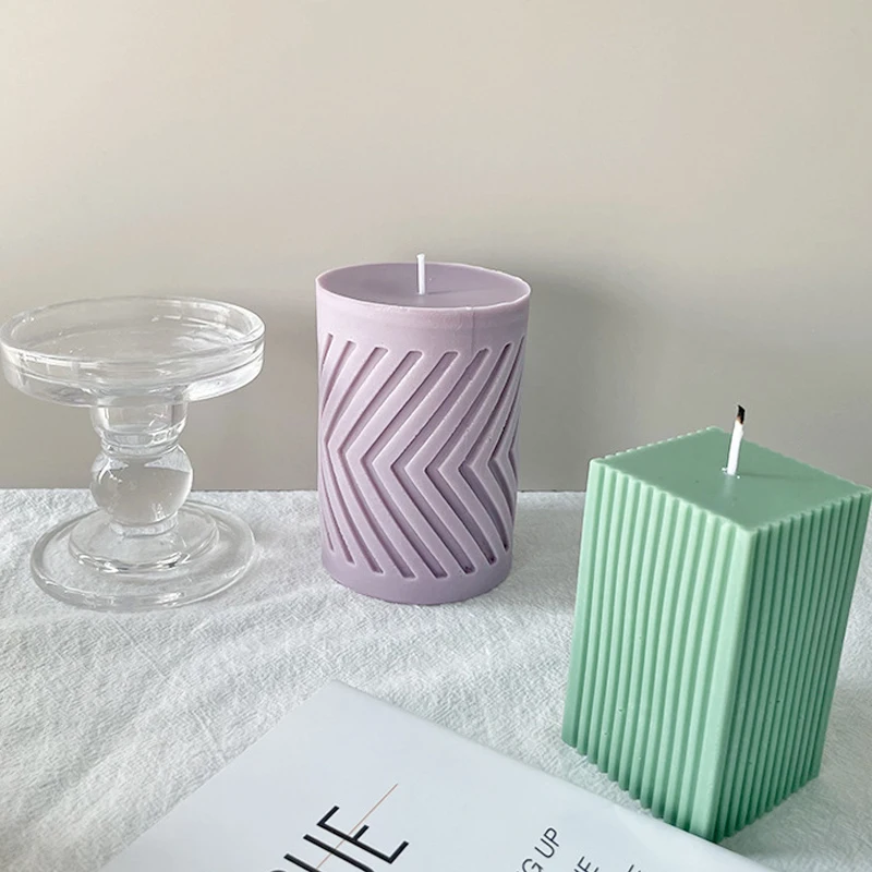 3D Geometric Gear Column Cylindrical Candle Silicone Mould DIY Plaster Handmade Soap Aromatherapy Diffuser Stone Molds Cake Mold |