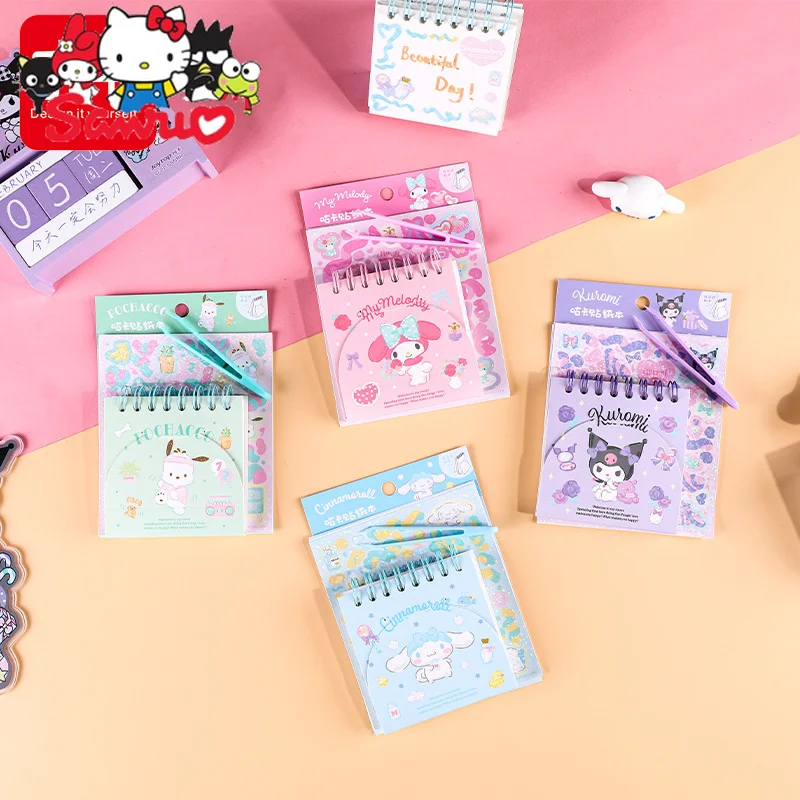 

Sanrio Melody Kuromi Hello Kitty Cinnamoroll Pochacco Guka Sticker Book Handbook Tent DIY Sticker Kids Handbook Gu Card Set