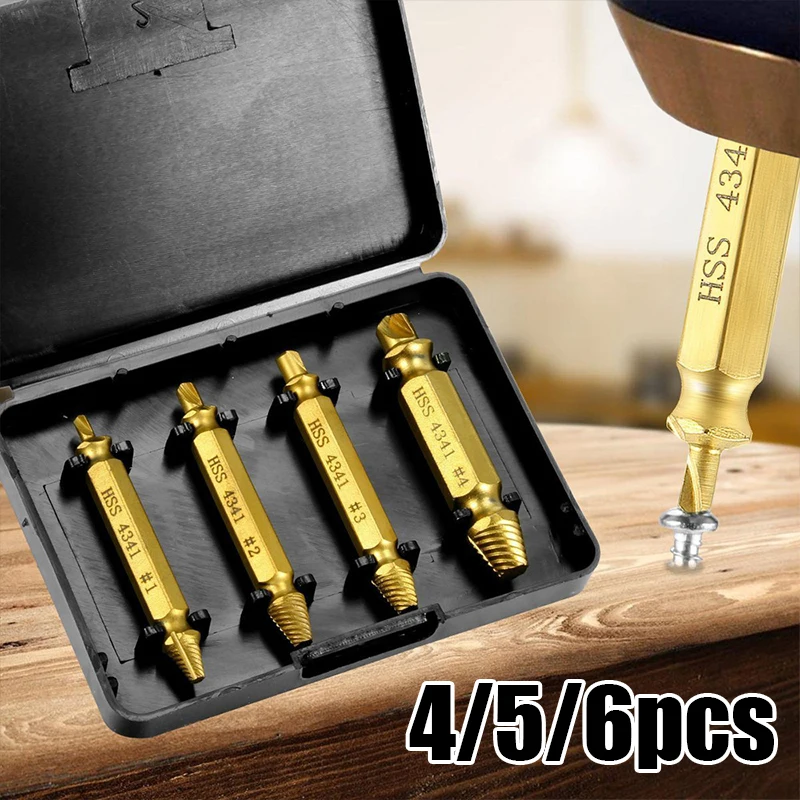 

4/5/6pcs Damaged Screw Extractor Drill Bit Set Stripped Broken Bolt Remover Extractor Easy Visitors Demolition Tools