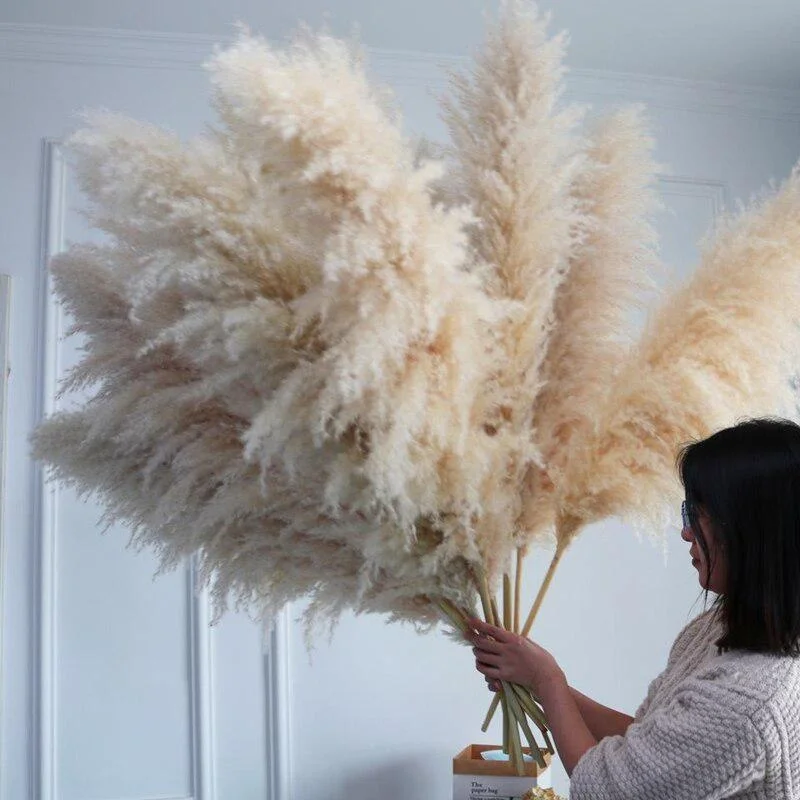 

Большой шлейф 110 см, сухая пушистая пампасная трава, оптовая продажа, Свадебный декор в стиле бохо, натуральное искусственное оформление, тростник