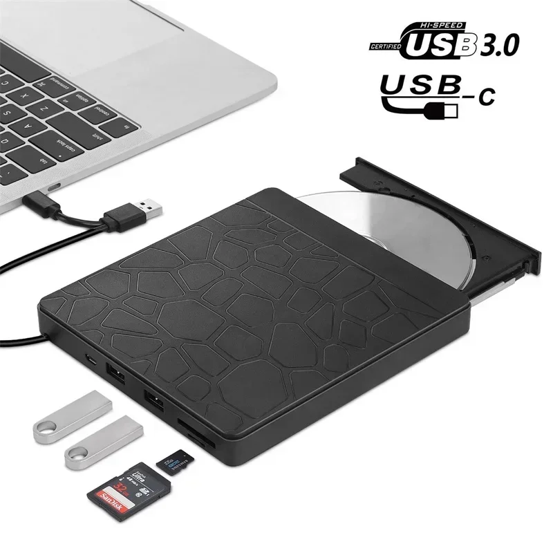 Внешний накопитель USB 3.0/Type-C Тонкий внешний DVD RW Устройство записи компакт-дисков