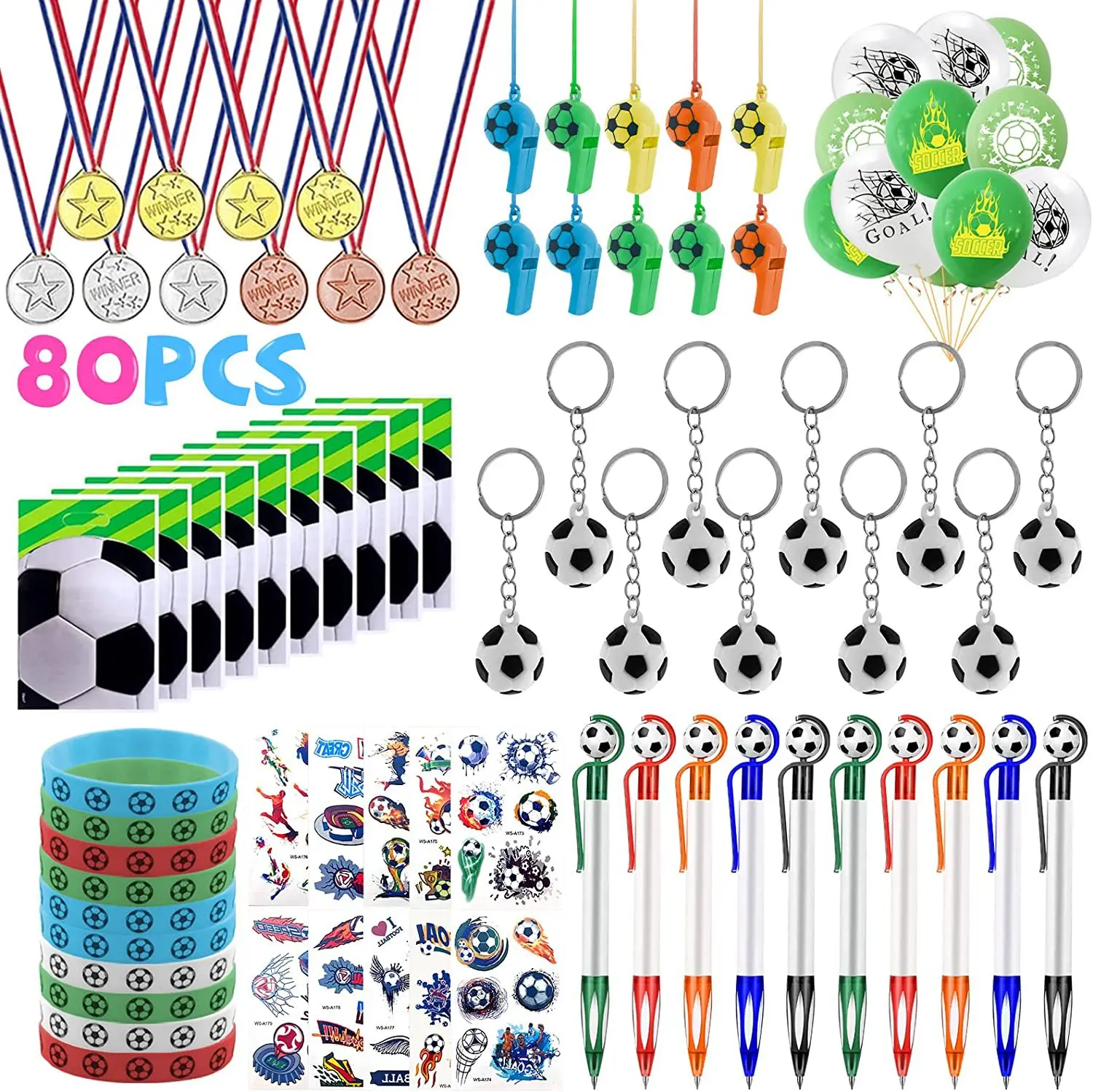 

Qatar World Cup Sticker Kit Medal Soccer World Cup Keychain Bracelet Whistle Key Chain Fan Cheering Suit 2022 World Cup Souvenir