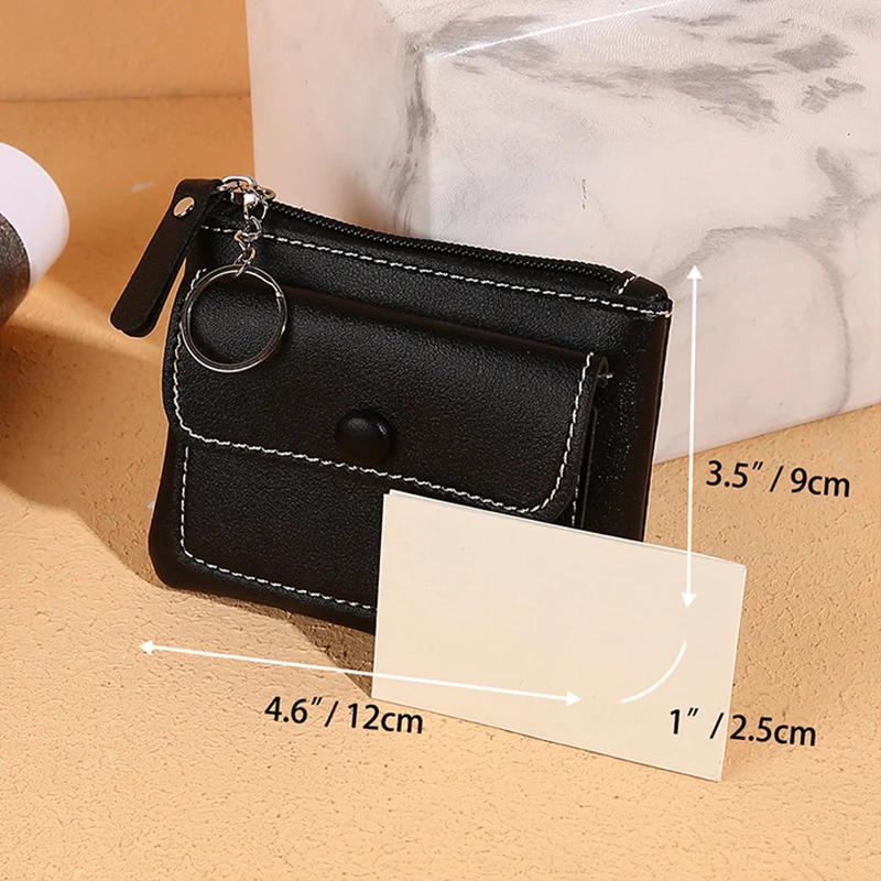 1PC Wallet Fashion Slim Minimalist Wallet PU Leather Credit Card Holder Short Zipper Purse ID Card Holder Candy Color Purse images - 6