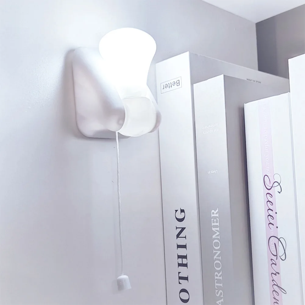 

LED Bulb Portable Pull Cord Night Light Cabinet Wall Lamp For Toilet Kitchen Bedroom Room Decoration Indoor Closet Lighting