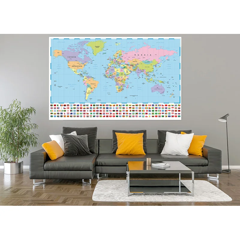 

Vinyl Photography Backdrops Props Physical Map of The World Vintage Wall Poster Home School Decoration Baby Background DT-30