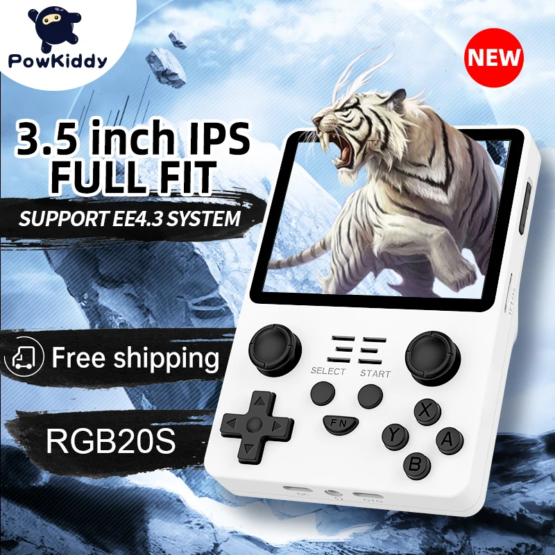 

POWKIDDY New RGB20S Handheld Game Dual Card Console Retro Open Source System Built-in 25,000 Games RK3326 3.5-inch4:3 IPS Screen