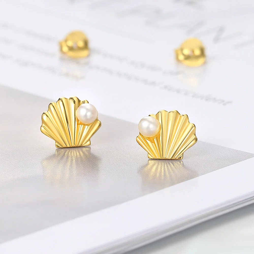 Серьги-гвоздики женские из серебра 925 пробы с натуральным жемчугом