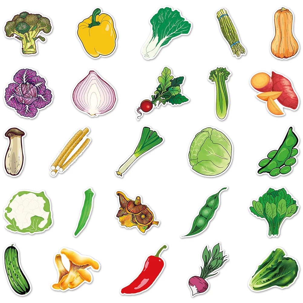

Vegetable Stickers Colorful Luggage Decor Refrigerator Decal Notebook Pattern Cartoon Vagetable Household Scrapbook Decals