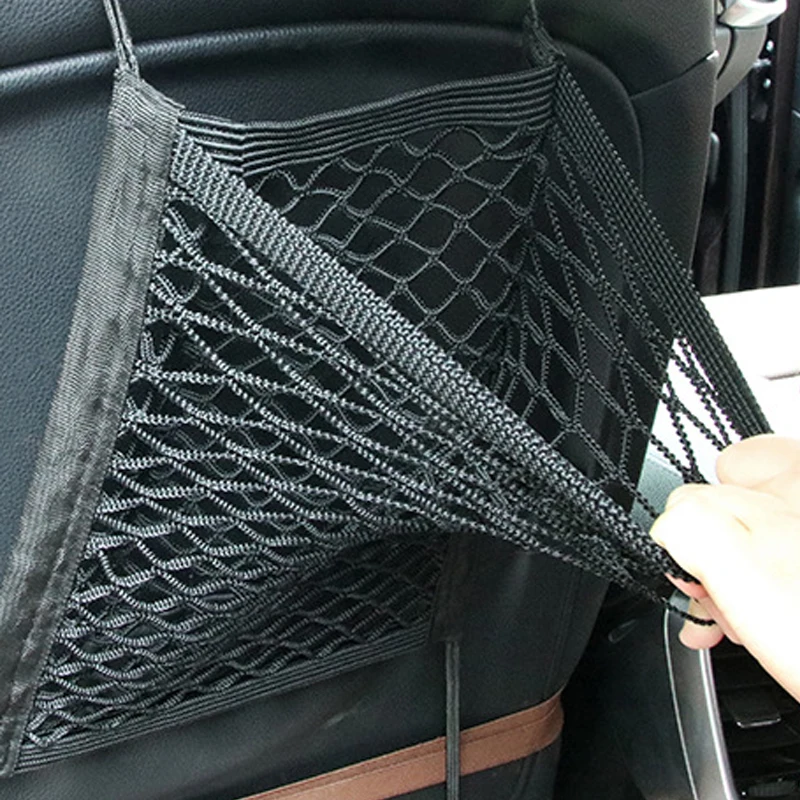 

Universal Mesh Car Storage Net Bag Seat Back Stowing Tidying Hanger Trunk Hooks String Kit Multi-Layer Car Storage Organizer