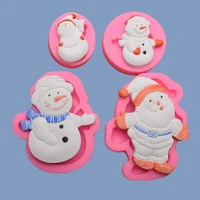 homemade diy 5 santa claus shape food grade silicone molds snowman gloves fondant chocolate mold cake biscuit baking cake