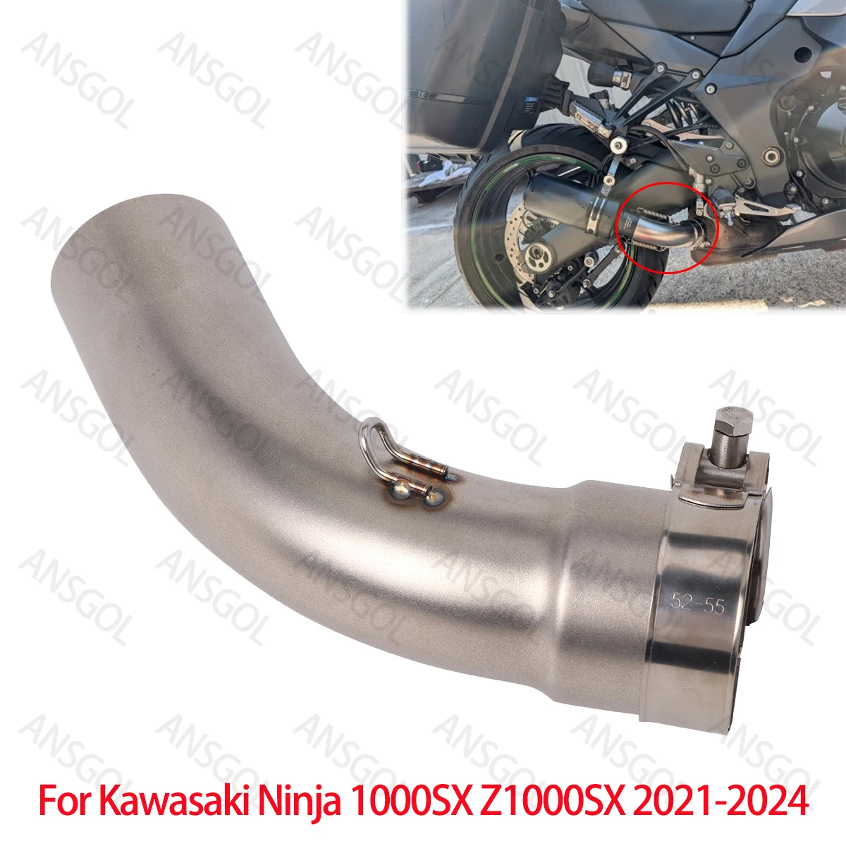 

Средняя труба выхлопной трубы Escape для Kawasaki Z1000 SX Ninja 1000SX 2021-2024, модифицированная средняя труба глушителя 51 мм