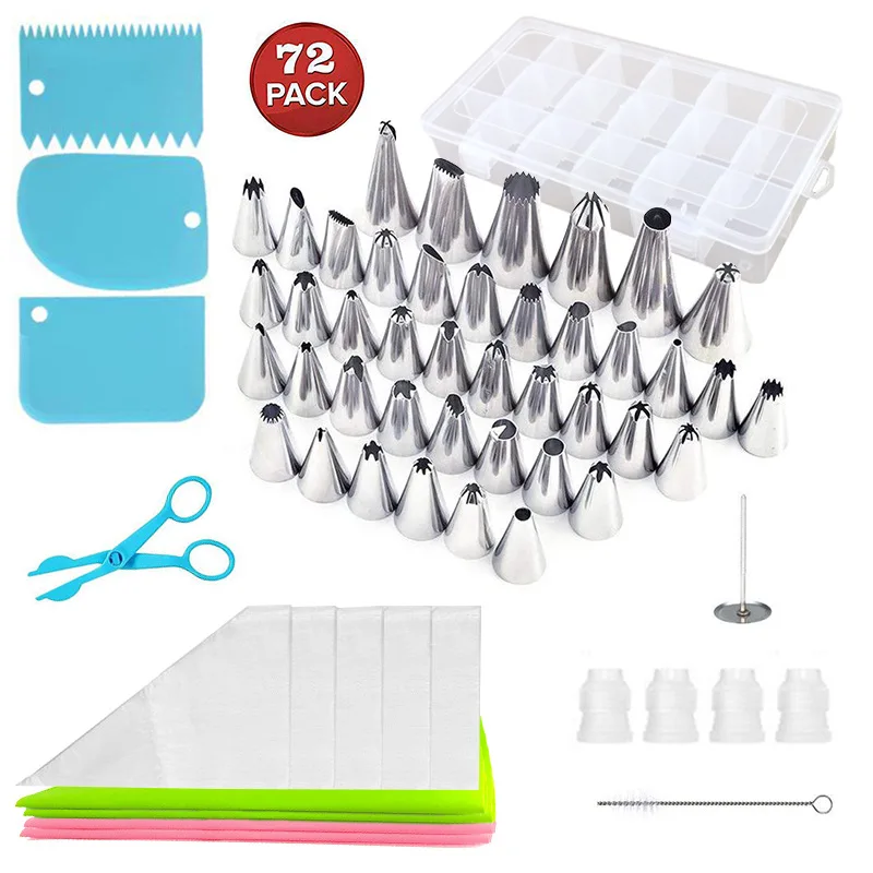 

Baking Tools 72 Piece Set Cake Piping Nozzle Set Stainless Steel Cream Cookie Squeeze Nozzle