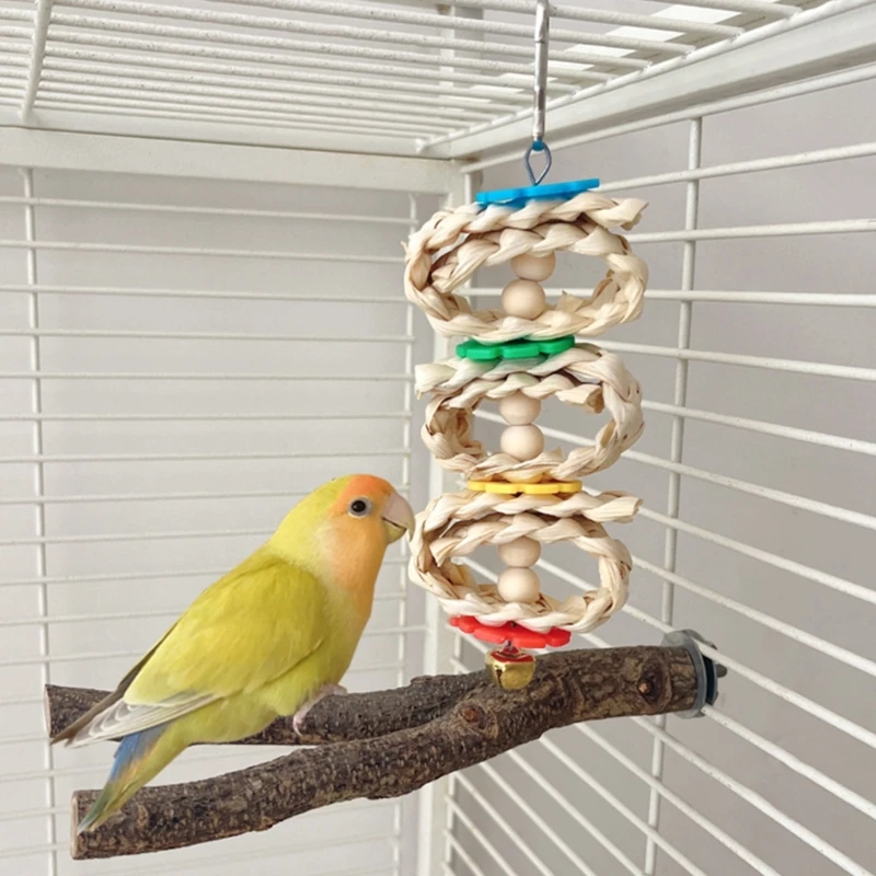 Птица жевательная игрушка тканые бусины из кукурузной шелухи для жевания зубов
