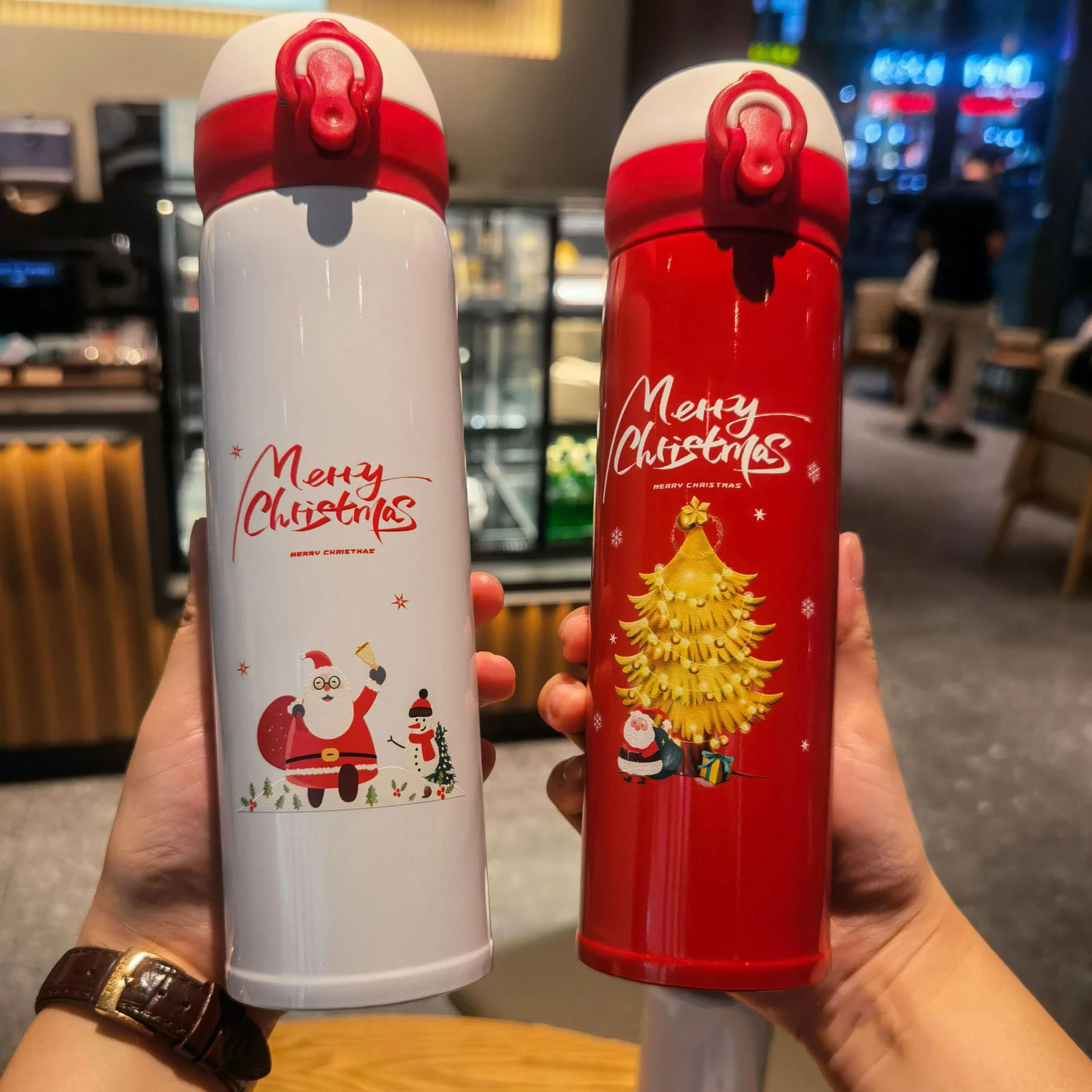 

Thermos Bottle 304 Christmas Tumbler Stainless Steel Thermos Cup Couple Bouncing Water Bottle Keeps Cold And Heat