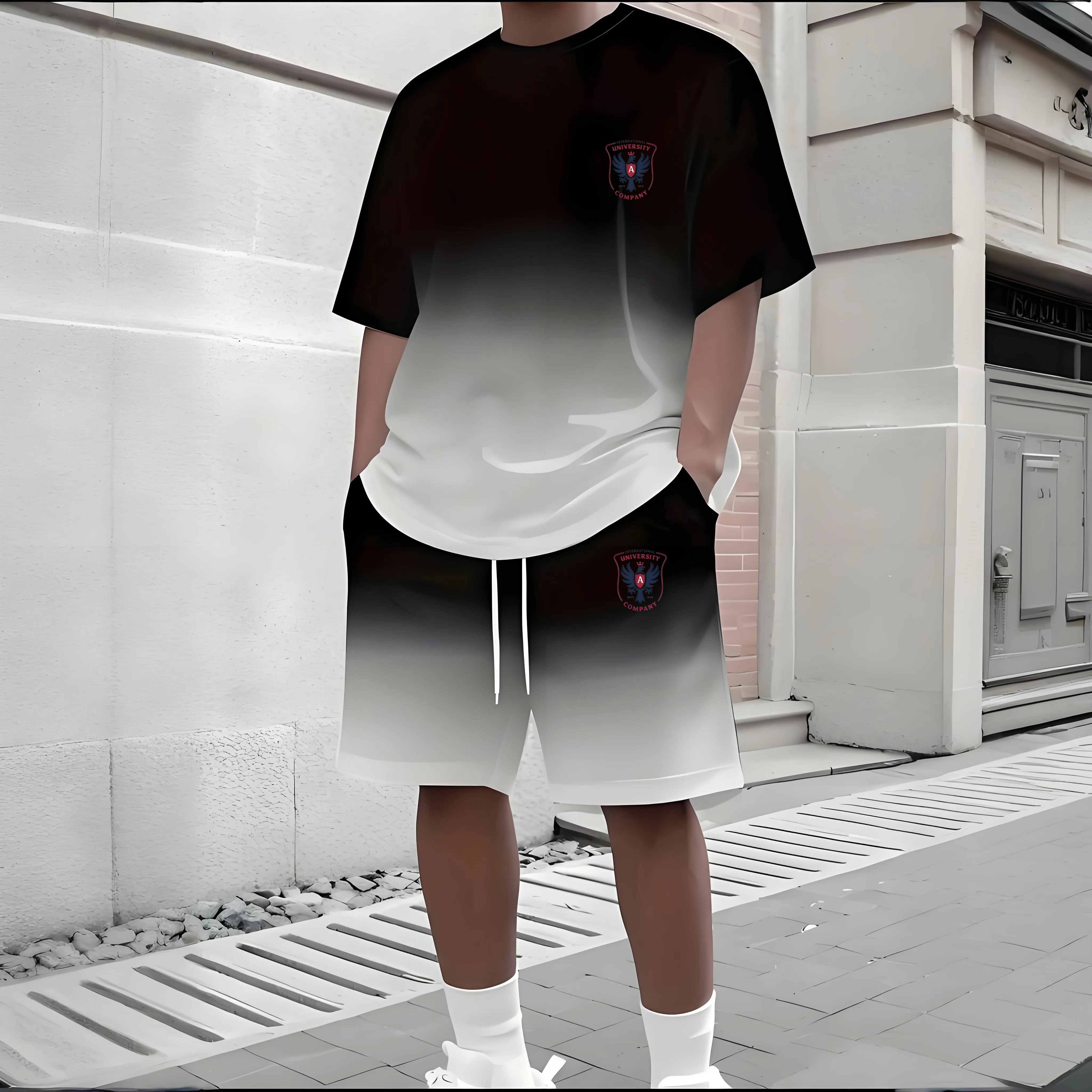 Одежда для фитнеса мужской быстросохнущий комплект спортивной одежды с принтом