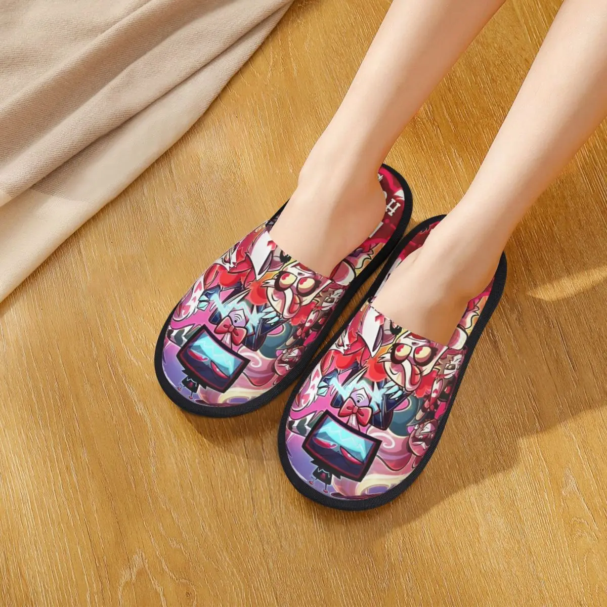 Зимние тапочки Музыкальная комедия H-HazbinHotels Merch Бытовые меховые шлепанцы