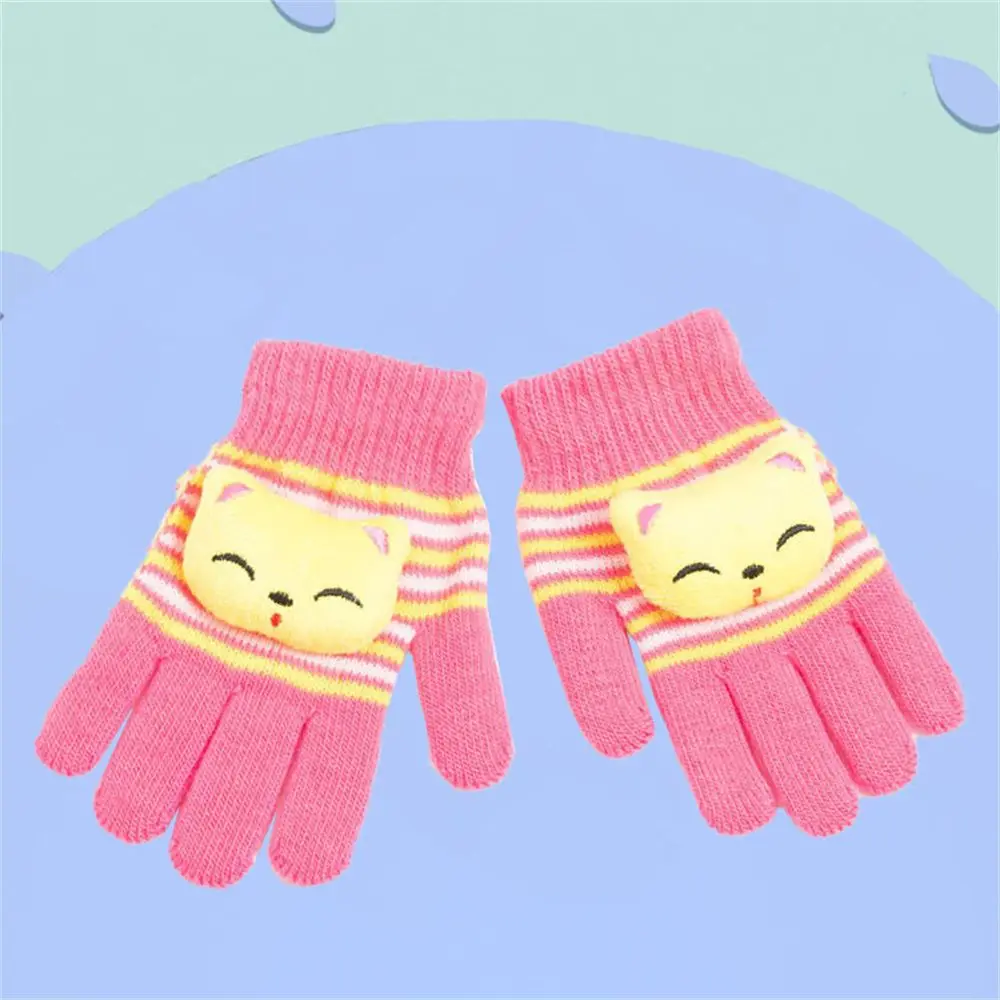 

Candy Color Kids Gloves for 1-5 years old Knitting Thick Warm Full Finger Gloves Children Warm Winter Soft Cute Cycling Mittens