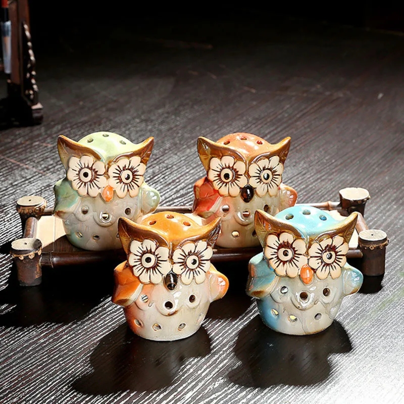 

Creative Hollow Owl Aroma Burner Ceramic Crafts Aromatherapy Burner Incense Candle Holder Home Decor Office Ornaments