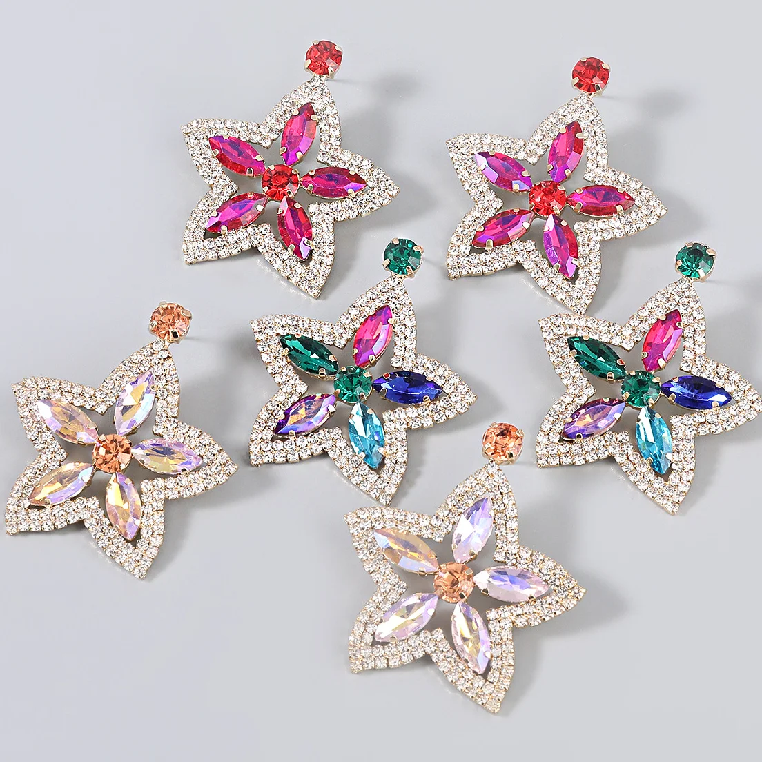 

2021 New Creative Geometric Rhinestone Earrings Wholesale